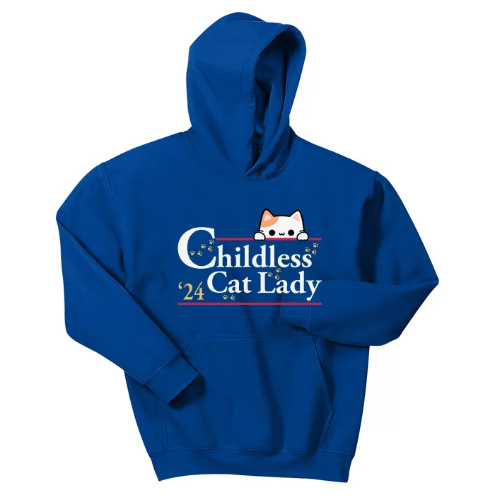 2024 Childless Cat Lady For President Kids Hoodie