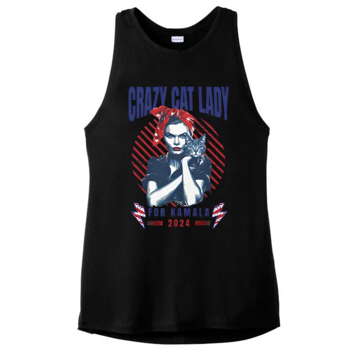 2024 Childless Cat Lady For President Crazy Cat Lady For Kamala 2024 Ladies Tri-Blend Wicking Tank