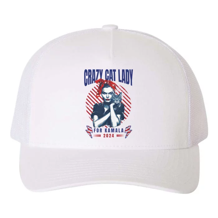 2024 Childless Cat Lady For President Crazy Cat Lady For Kamala 2024 Yupoong Adult 5-Panel Trucker Hat