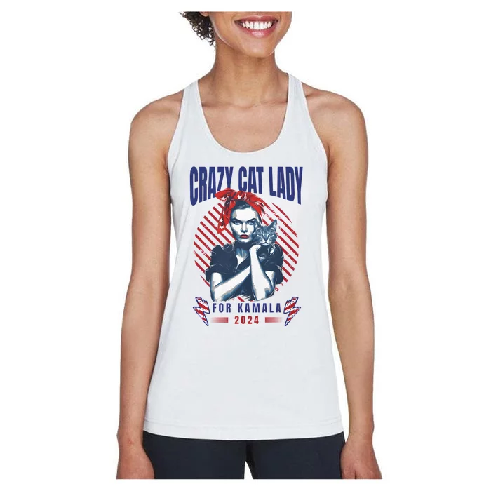 2024 Childless Cat Lady For President Crazy Cat Lady For Kamala 2024 Women's Racerback Tank