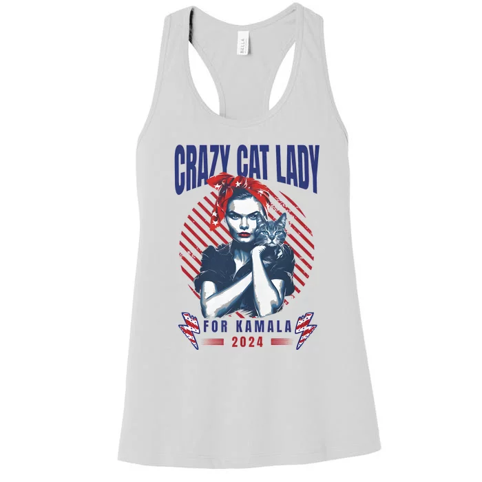 2024 Childless Cat Lady For President Crazy Cat Lady For Kamala 2024 Women's Racerback Tank