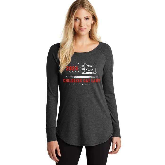 2024 Childless Cat Lady Women's Perfect Tri Tunic Long Sleeve Shirt