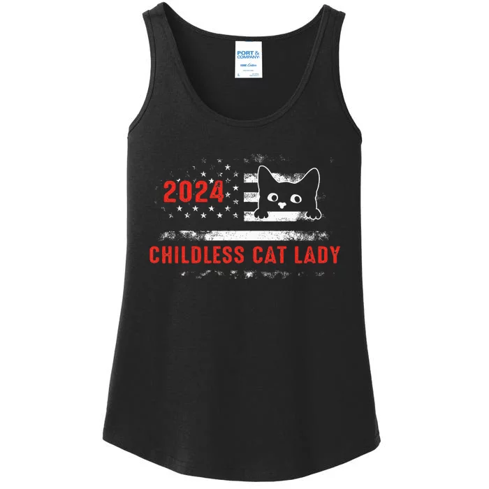 2024 Childless Cat Lady Ladies Essential Tank