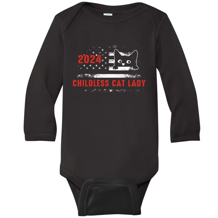 2024 Childless Cat Lady Baby Long Sleeve Bodysuit