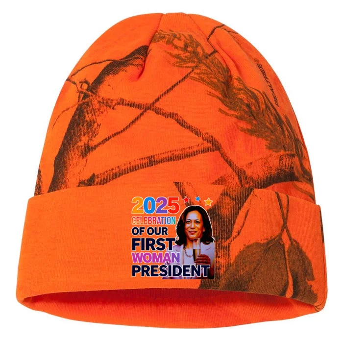 2025 Celebration Kamala Harris First Woman President Party Kati - 12in Camo Beanie