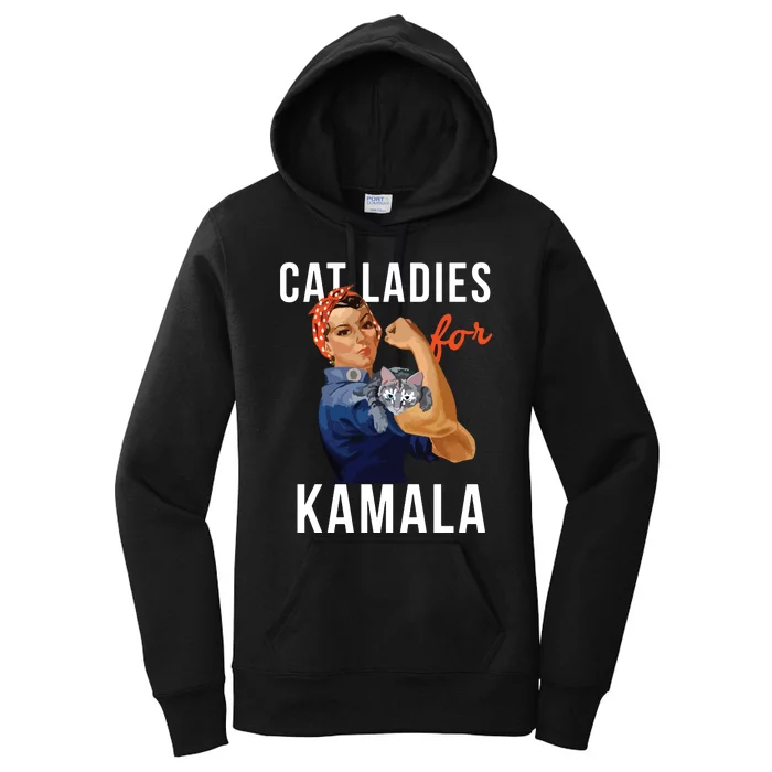 2024 Cat Ladies For Kamala Women's Pullover Hoodie