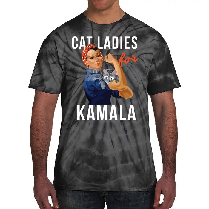 2024 Cat Ladies For Kamala Tie-Dye T-Shirt