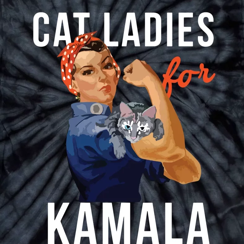 2024 Cat Ladies For Kamala Tie-Dye T-Shirt