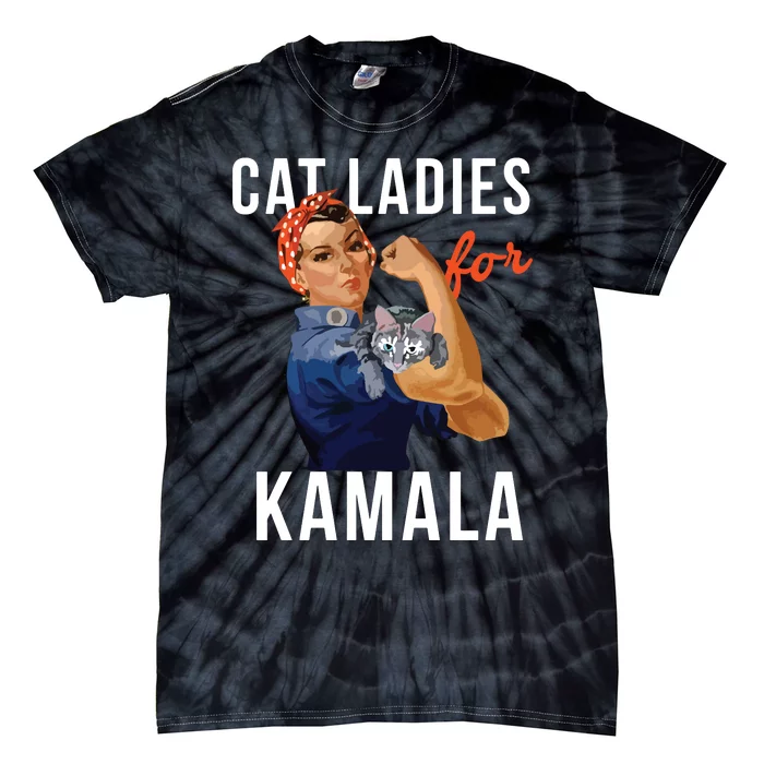 2024 Cat Ladies For Kamala Tie-Dye T-Shirt