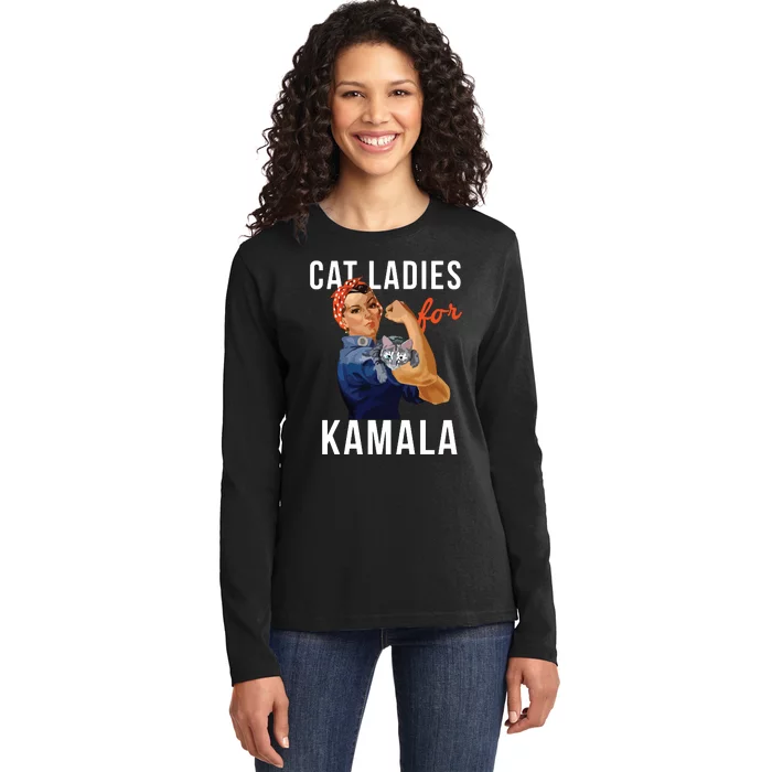 2024 Cat Ladies For Kamala Ladies Long Sleeve Shirt