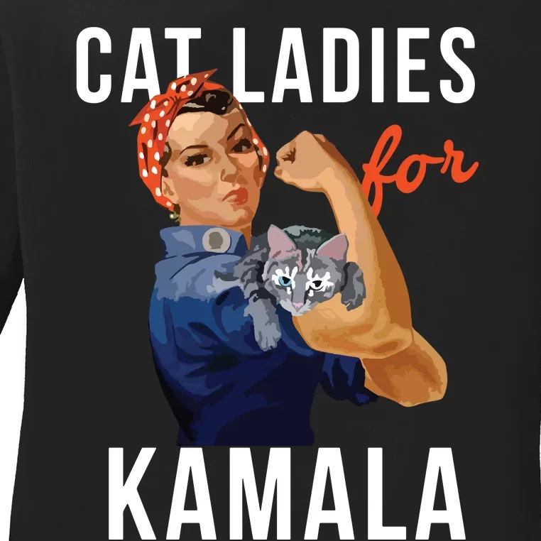 2024 Cat Ladies For Kamala Ladies Long Sleeve Shirt