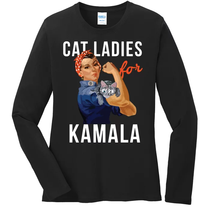 2024 Cat Ladies For Kamala Ladies Long Sleeve Shirt