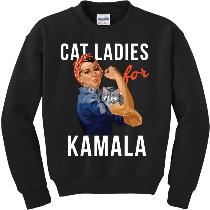 2024 Cat Ladies For Kamala Kids Sweatshirt