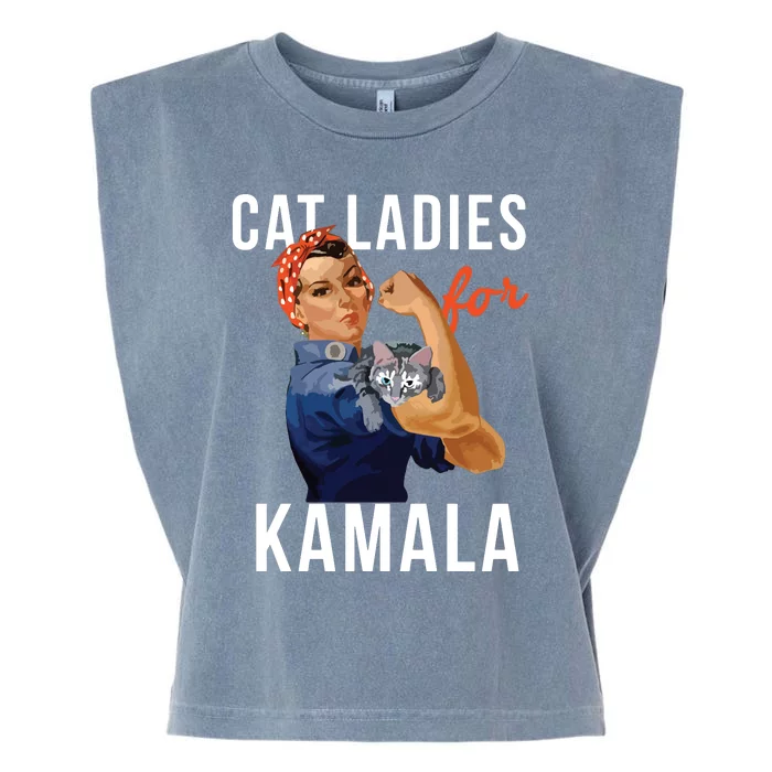 2024 Cat Ladies For Kamala Garment-Dyed Women's Muscle Tee