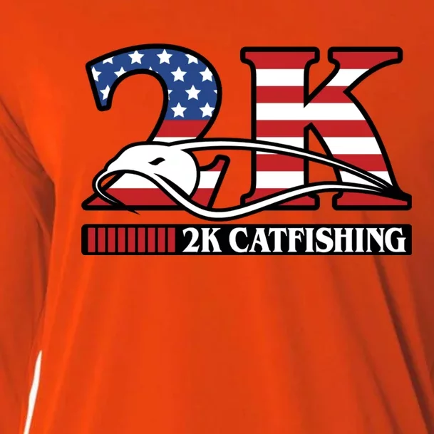 2k Catfishing Usa Flag Letters Fishing Cooling Performance Long Sleeve Crew