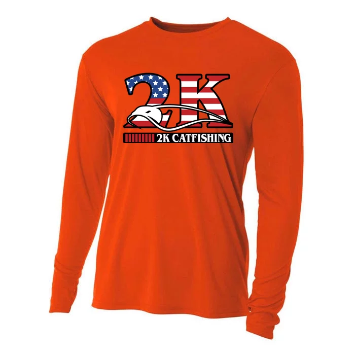 2k Catfishing Usa Flag Letters Fishing Cooling Performance Long Sleeve Crew