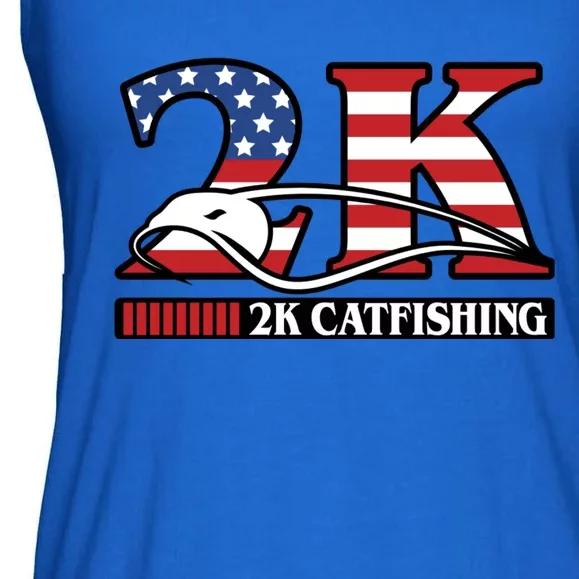 2k Catfishing Usa Flag Letters Fishing Ladies Essential Flowy Tank