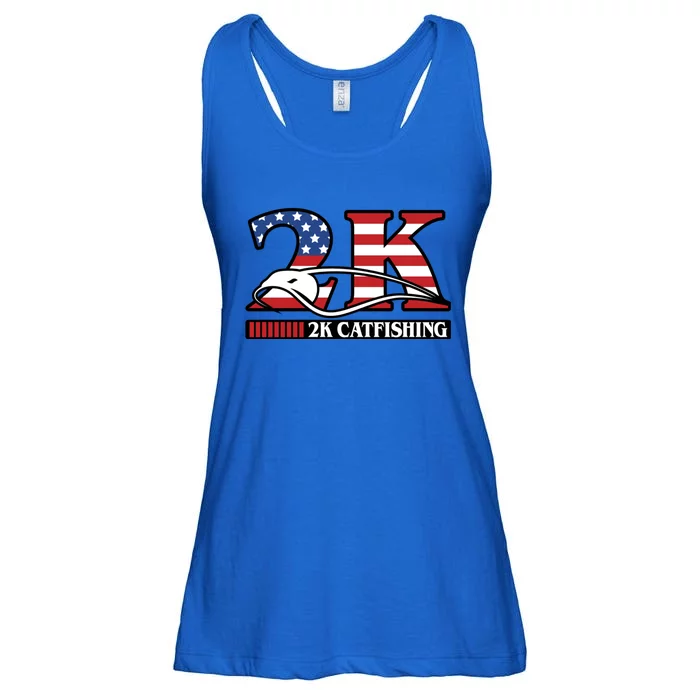 2k Catfishing Usa Flag Letters Fishing Ladies Essential Flowy Tank