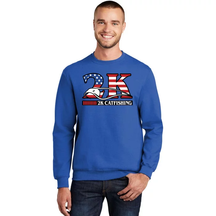 2k Catfishing Usa Flag Letters Fishing Tall Sweatshirt