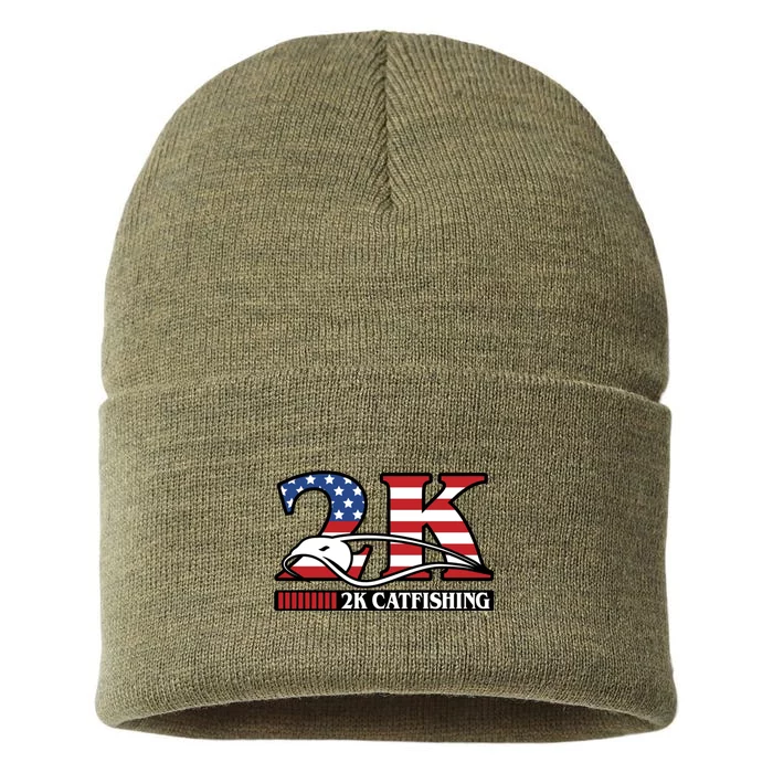 2k Catfishing Usa Flag Letters Fishing Sustainable Knit Beanie