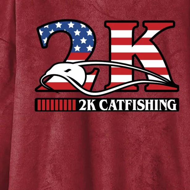 2k Catfishing Usa Flag Letters Fishing Hooded Wearable Blanket