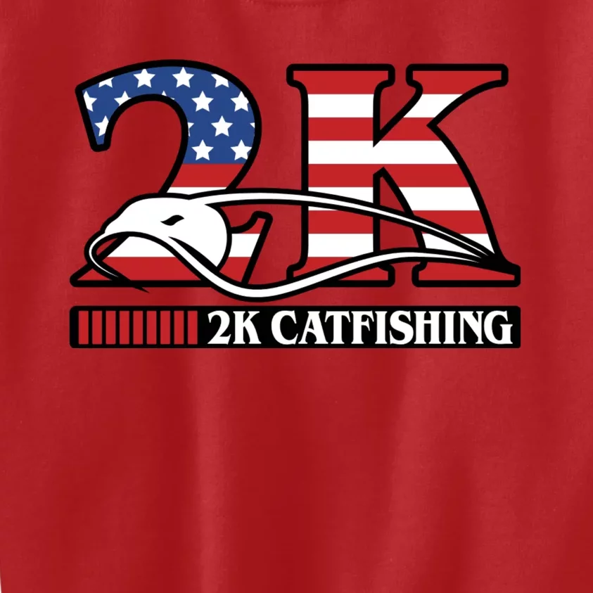 2k Catfishing Usa Flag Letters Fishing Kids Sweatshirt