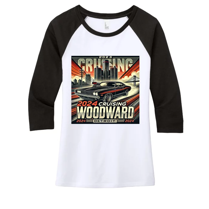 2024 Cruising Woodward Women's Tri-Blend 3/4-Sleeve Raglan Shirt