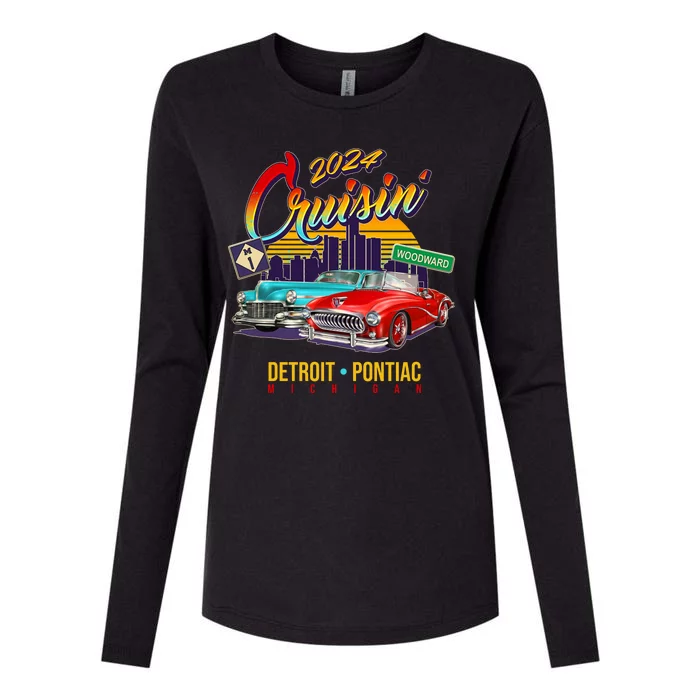 2024 Cruisin Woodward Ave Cruise Detroit To Pontiac Classic Cars Womens Cotton Relaxed Long Sleeve T-Shirt