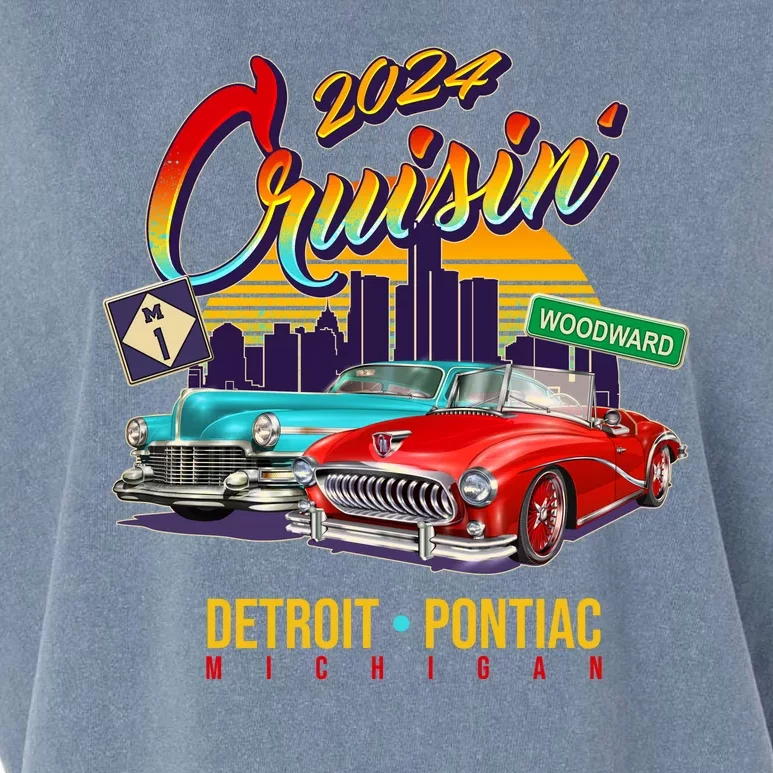 2024 Cruisin Woodward Ave Cruise Detroit To Pontiac Classic Cars Garment-Dyed Women's Muscle Tee