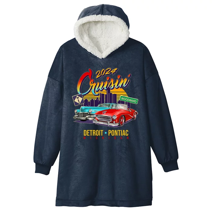 2024 Cruisin Woodward Ave Cruise Detroit To Pontiac Classic Cars Hooded Wearable Blanket