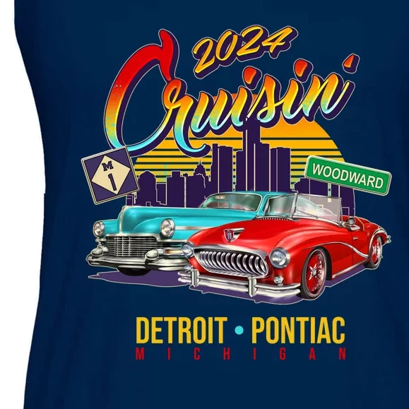 2024 Cruisin Woodward Ave Cruise Detroit To Pontiac Classic Cars Ladies Essential Flowy Tank