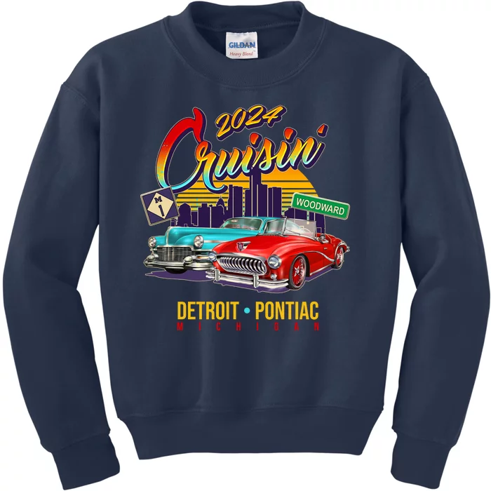 2024 Cruisin Woodward Ave Cruise Detroit To Pontiac Classic Cars Kids Sweatshirt