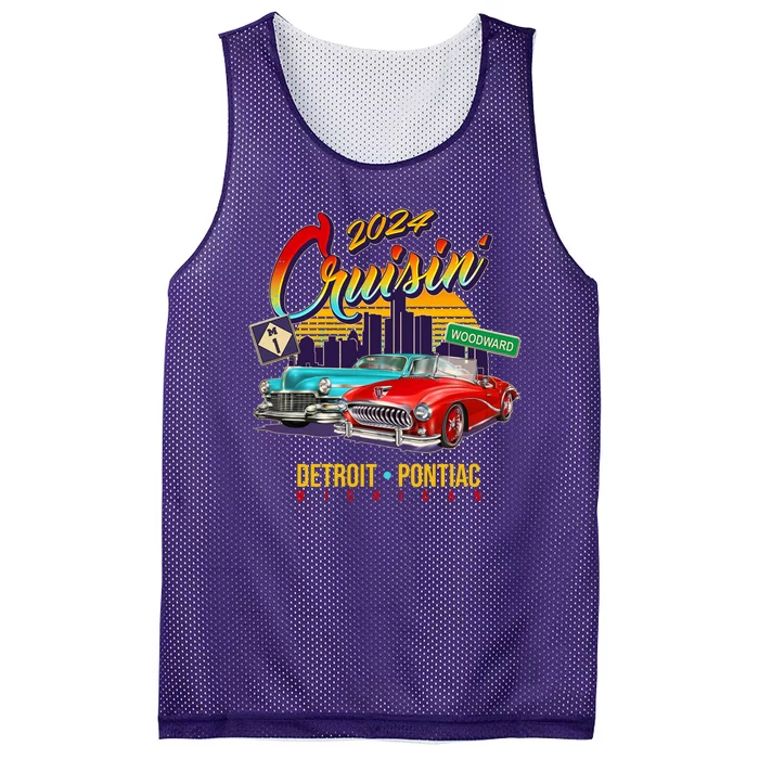 2024 Cruisin Woodward Ave Cruise Detroit To Pontiac Classic Cars Mesh Reversible Basketball Jersey Tank