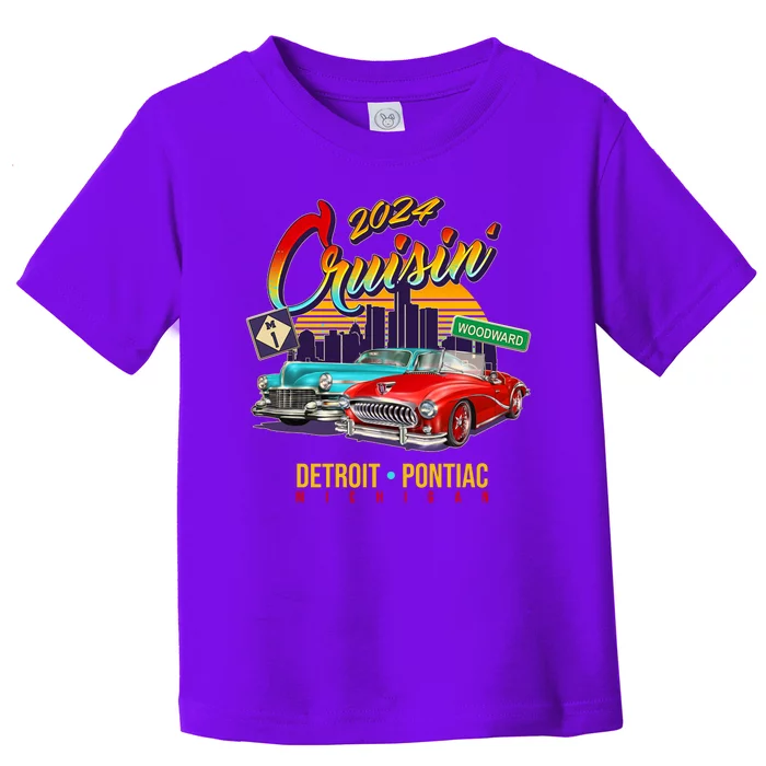 2024 Cruisin Woodward Ave Cruise Detroit To Pontiac Classic Cars Toddler T-Shirt