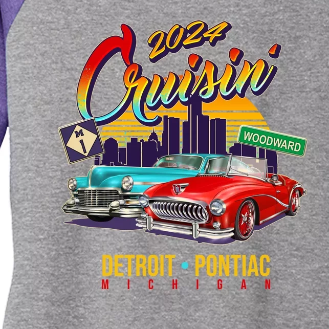 2024 Cruisin Woodward Ave Cruise Detroit To Pontiac Classic Cars Women's Tri-Blend 3/4-Sleeve Raglan Shirt