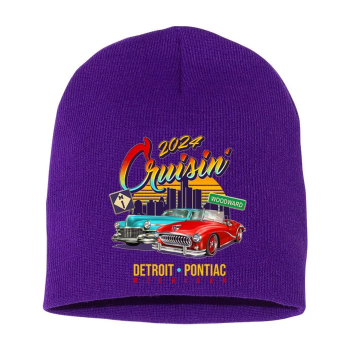 2024 Cruisin Woodward Ave Cruise Detroit To Pontiac Classic Cars Short Acrylic Beanie