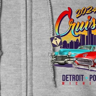 2024 Cruisin Woodward Ave Cruise Detroit To Pontiac Classic Cars Full Zip Hoodie