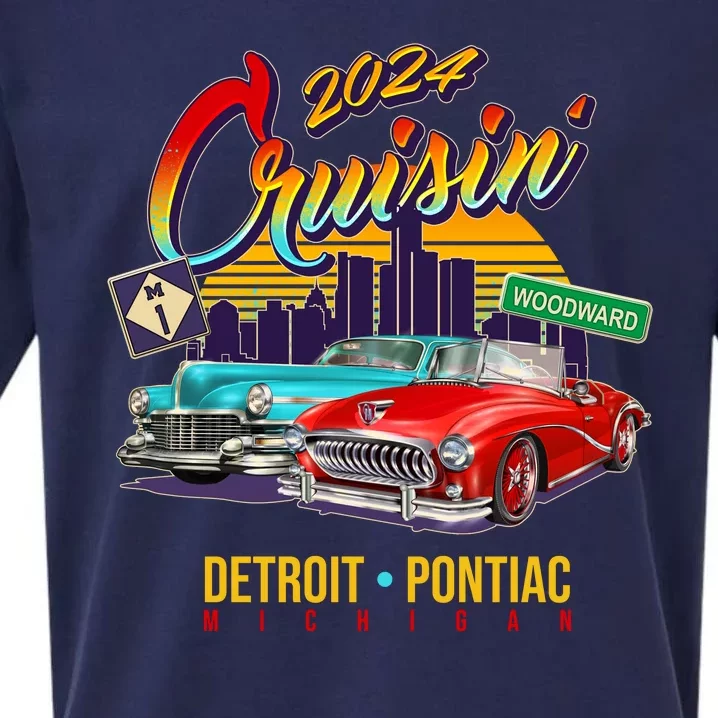 2024 Cruisin Woodward Ave Cruise Detroit To Pontiac Classic Cars Sueded Cloud Jersey T-Shirt