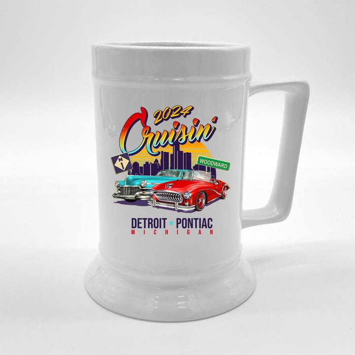 2024 Cruisin Woodward Ave Cruise Detroit To Pontiac Classic Cars Front & Back Beer Stein