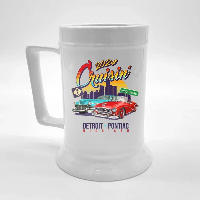 2024 Cruisin Woodward Ave Cruise Detroit To Pontiac Classic Cars Front & Back Beer Stein