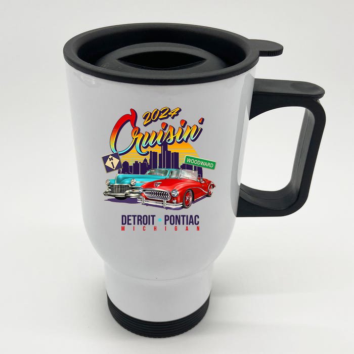 2024 Cruisin Woodward Ave Cruise Detroit To Pontiac Classic Cars Front & Back Stainless Steel Travel Mug