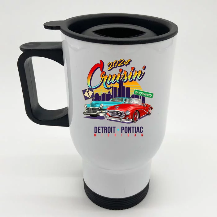 2024 Cruisin Woodward Ave Cruise Detroit To Pontiac Classic Cars Front & Back Stainless Steel Travel Mug