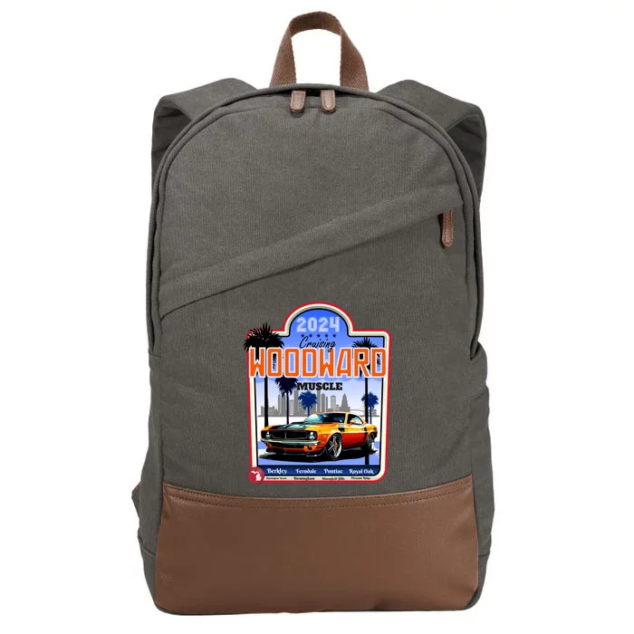 2024 Cruising Woodward Muscle Car Scenic Cotton Canvas Backpack