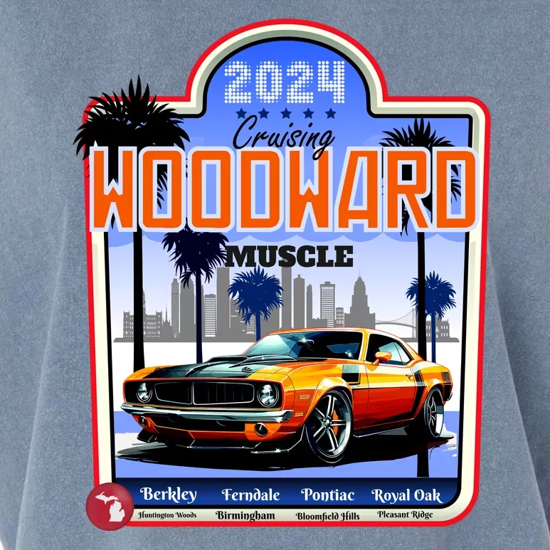 2024 Cruising Woodward Muscle Car Scenic Garment-Dyed Women's Muscle Tee