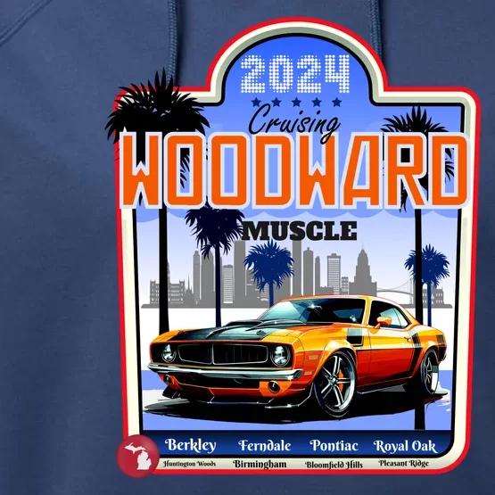 2024 Cruising Woodward Muscle Car Scenic Performance Fleece Hoodie