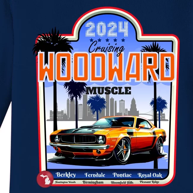 2024 Cruising Woodward Muscle Car Scenic Baby Long Sleeve Bodysuit