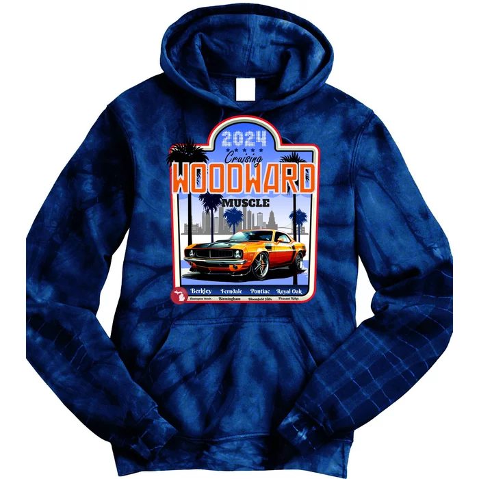 2024 Cruising Woodward Muscle Car Scenic Tie Dye Hoodie