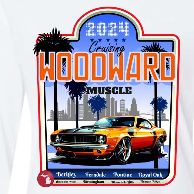 2024 Cruising Woodward Muscle Car Scenic Womens Cotton Relaxed Long Sleeve T-Shirt