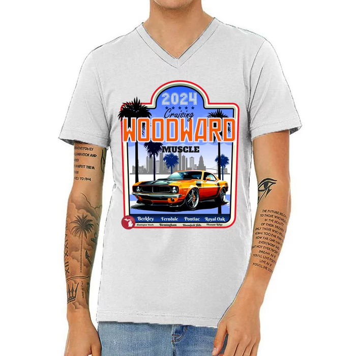 2024 Cruising Woodward Muscle Car Scenic V-Neck T-Shirt