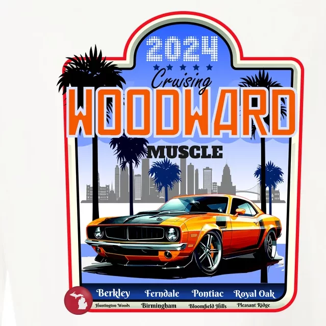 2024 Cruising Woodward Muscle Car Scenic Cropped Pullover Crew